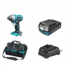 Dedra Set Masina de insurubat cu impact 110Nm hexagon interior 1/4 cu acumulator Li-Ion 18V 2.0Ah incarcator 60W si geanta de transport